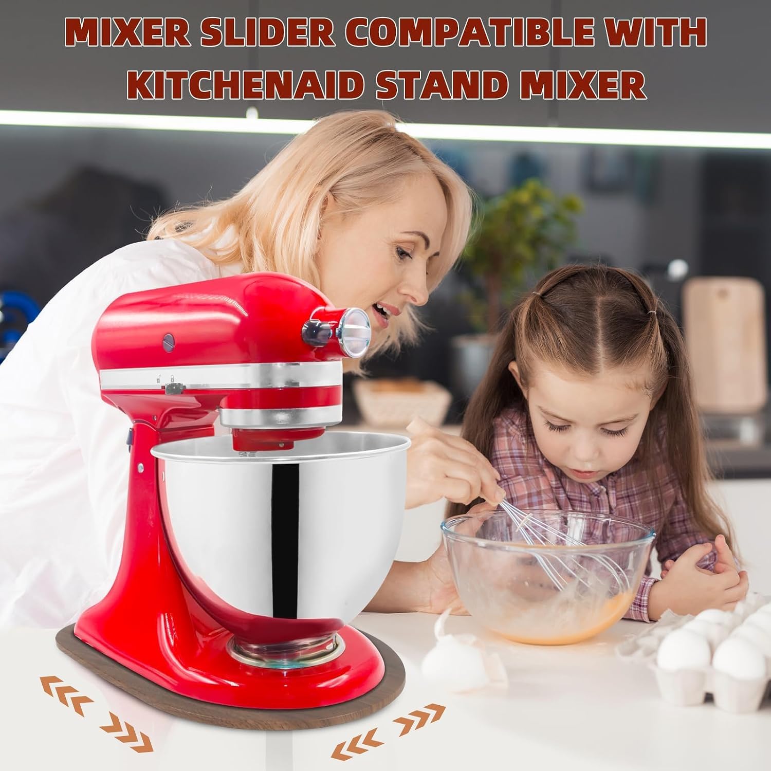 Mixer Slider for KitchenAid 4.5-5 Qt Tilt Head Stand Mixer, Sliding Mat for Kitchen Appliances, Kitchen Countertop Storage Mixer Mover Sliding Tray Accessories and Attachments(4 .5-5 Qt - Brown)